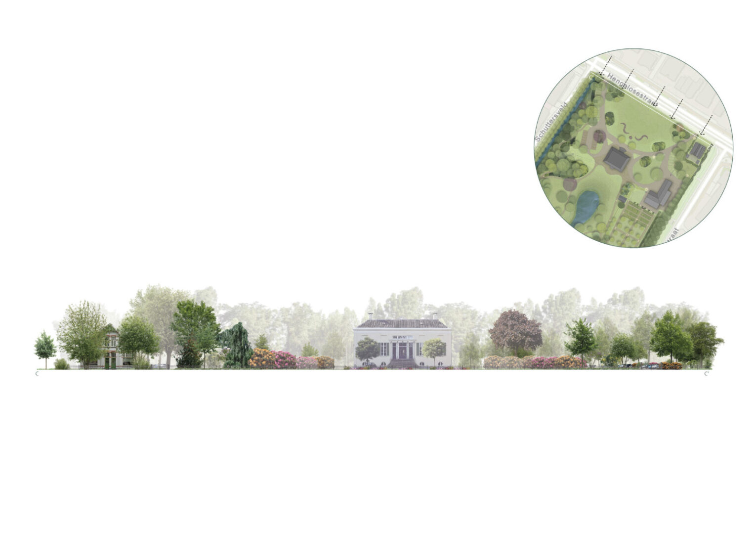 Landschapsontwerp_Schuttersveld_Enschede_NL Landschapsontwerp_Vooraanzicht